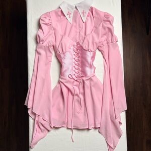 Sugar Thrillz Pink Corset Dress, Puff Sleeves. Small
